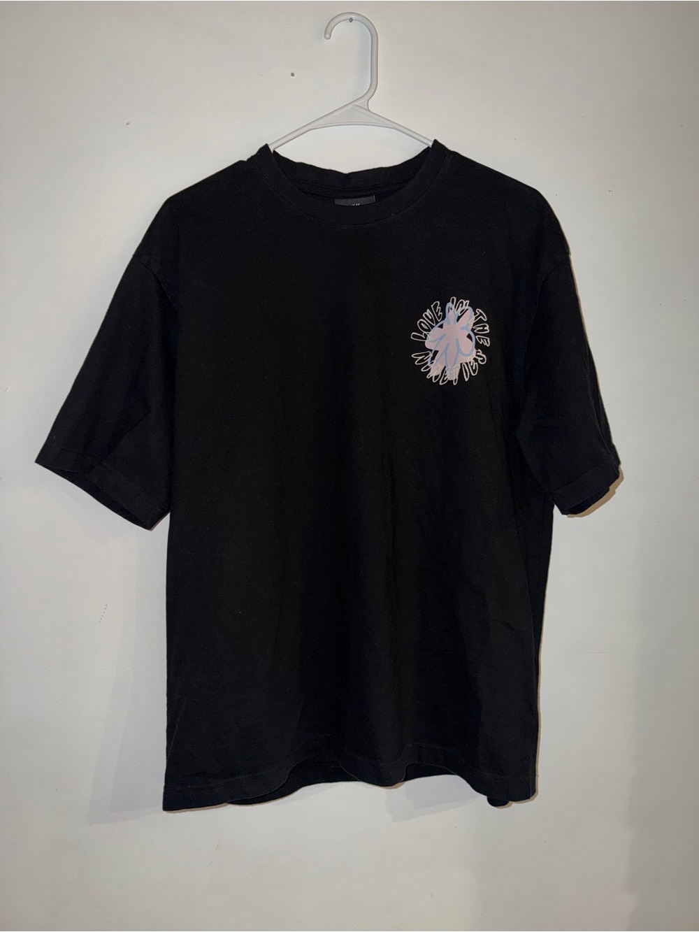 H&M Black Short Sleeve Tee with Pink Graphic